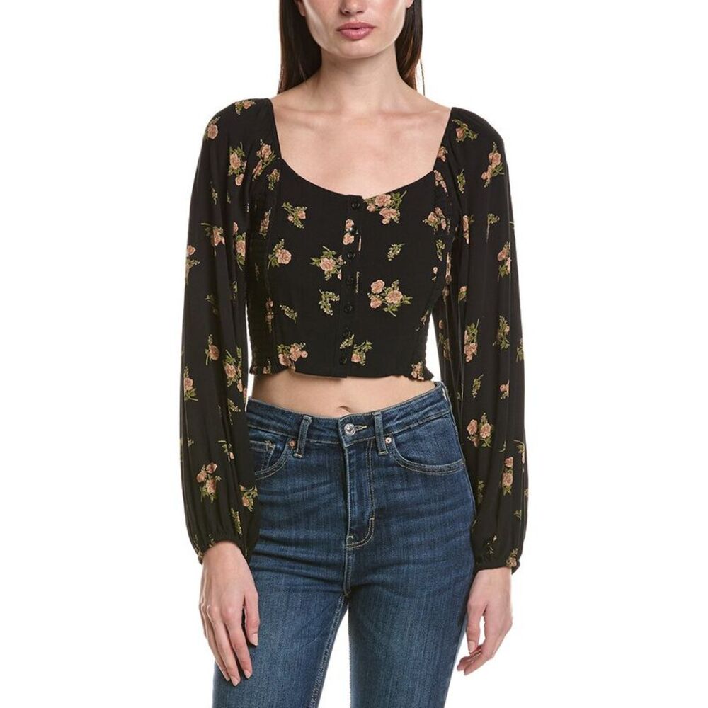 Saltwater Luxe Womens Floral Top, Black